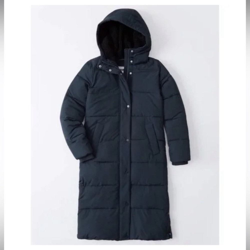 Abercrombie Ultra Long Black Puffer Jacket (Medium)